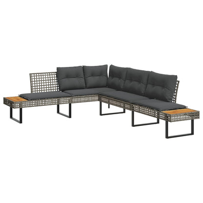 Set Divani da Giardino 2pz con Cuscini Grigio Polyrattan Acacia