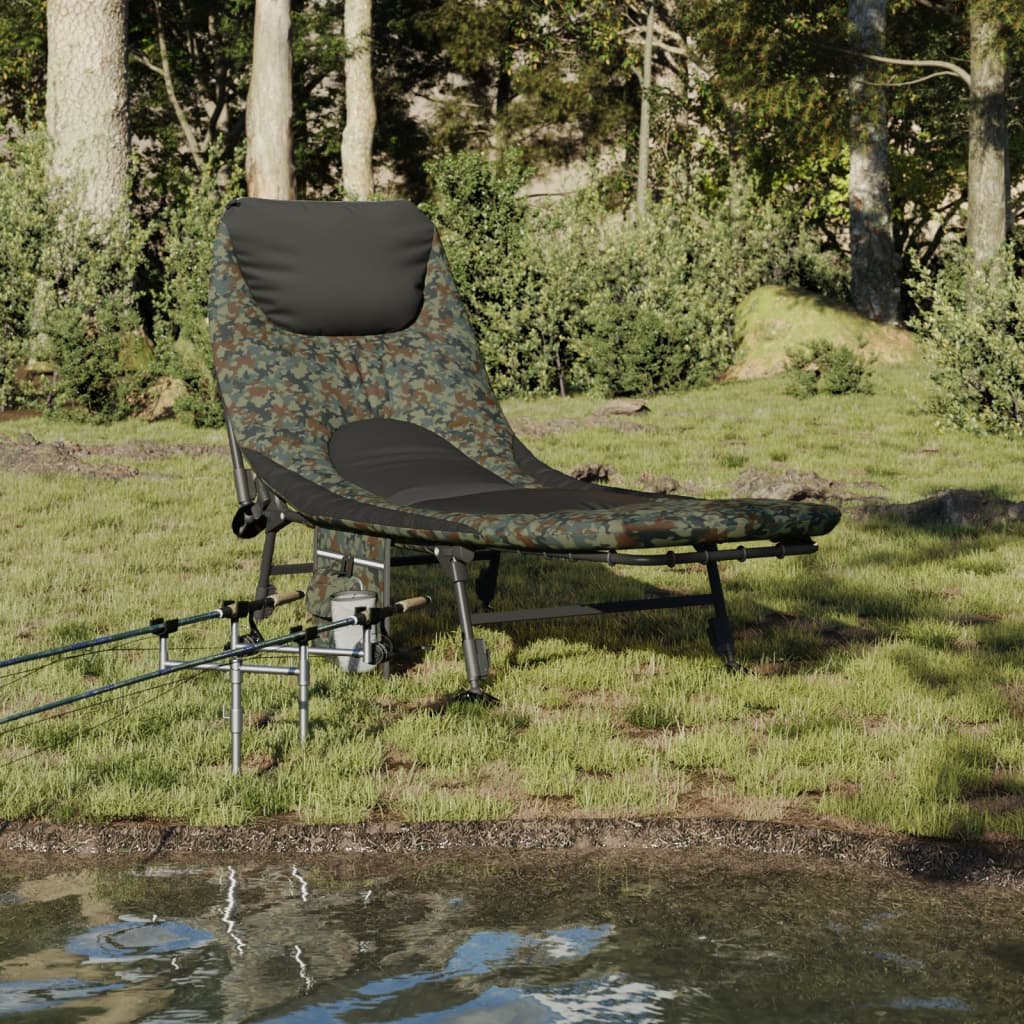 Letto da Pesca Gambe Anti Fango Regolabili Pieghevole Mimetico