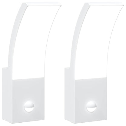 Applique con LED e Sensore 2 pz Bianche in Alluminio Pressofuso