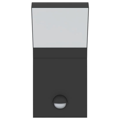 Applique con LED e Sensore 2 pz Nere in Alluminio Pressofuso