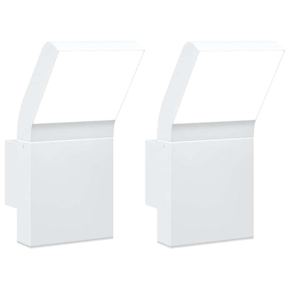 Applique per Esterni con LED 2 pz Bianche Alluminio Pressofuso