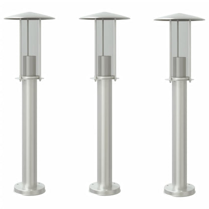 Lampade da Terra per Esterni 3 pz Argento 60 cm in Acciaio Inox