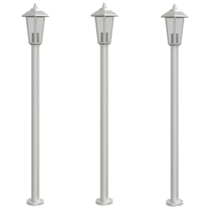 Lampade da Terra per Esterni 3 pz Argento 120cm in Acciaio Inox