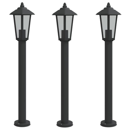 Lampade da Terra per Esterni 3 pz Nere 80 cm in Acciaio Inox