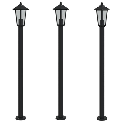 Lampade da Terra per Esterni 3 pz Nere 120 cm in Acciaio Inox
