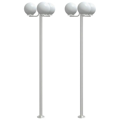 Lampade da Terra per Esterni 2pz Argento 215cm in Acciaio Inox
