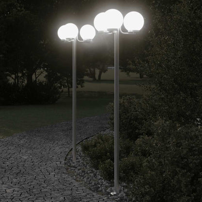 Lampade da Terra per Esterni 2pz Argento 215cm in Acciaio Inox