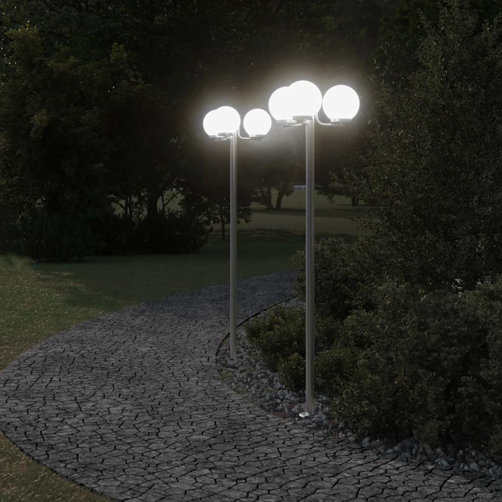 Lampade da Terra per Esterni 2pz Argento 215cm in Acciaio Inox