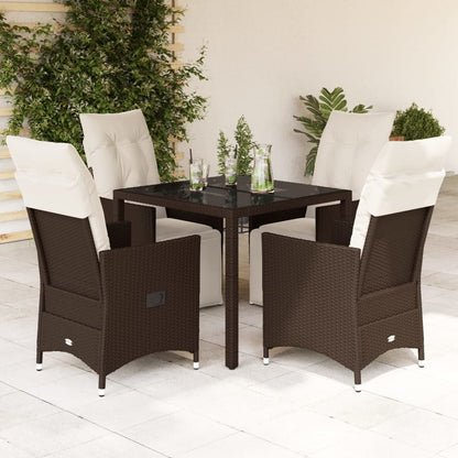 Set BistrÃƒÂ² da Giardino 5 pz con Cuscini in Polyrattan Marrone