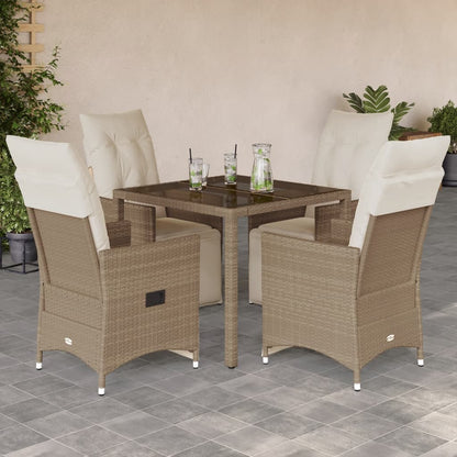 Set da BistrÃ² da Giardino 5 pz con Cuscini Beige in Polyrattan
