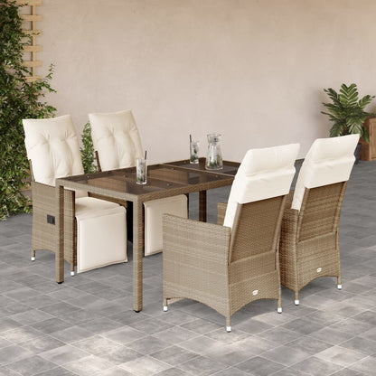Set da BistrÃ² da Giardino 5 pz con Cuscini Beige in Polyrattan