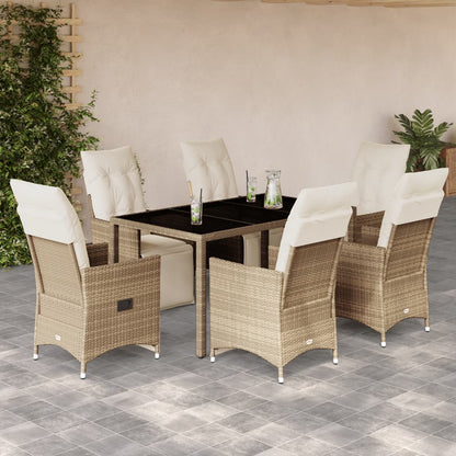Set da BistrÃƒÆ’Ã‚Â² da Giardino 7 pz con Cuscini Beige in Polyrattan