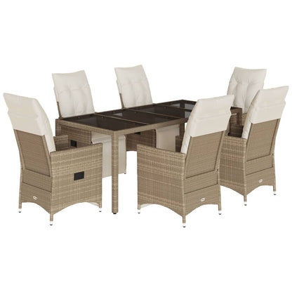 Set da BistrÃƒÆ’Ã‚Â² da Giardino 7 pz con Cuscini Beige in Polyrattan