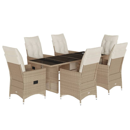 Set da BistrÃƒÆ’Ã‚Â² da Giardino 7 pz con Cuscini Beige in Polyrattan