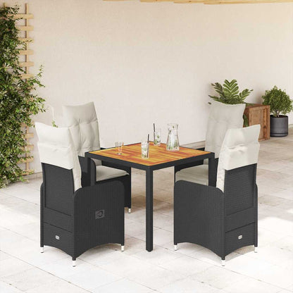 Set BistrÃ² da Giardino 5 pz con Cuscini in Polyrattan Nero