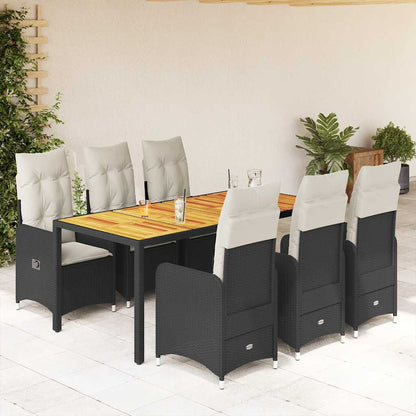 Set da BistrÃƒÂ² da Giardino 7 pz con Cuscini Nero in Polyrattan