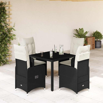 Set BistrÃ² da Giardino 5 pz con Cuscini in Polyrattan Nero