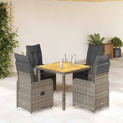 Set BistrÃƒÂ² da Giardino 5 pz con Cuscini in Polyrattan Grigio