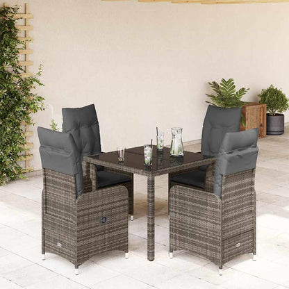 Set BistrÃƒÂ² da Giardino 5 pz con Cuscini in Polyrattan Grigio