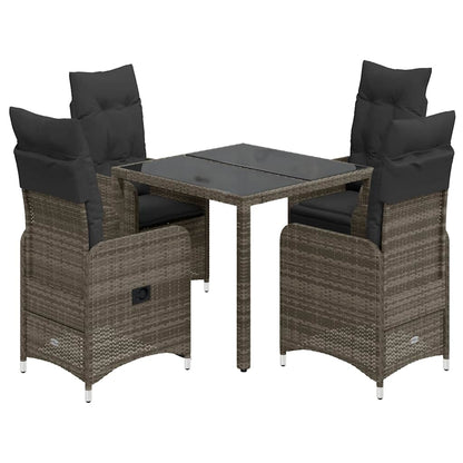 Set BistrÃƒÂ² da Giardino 5 pz con Cuscini in Polyrattan Grigio