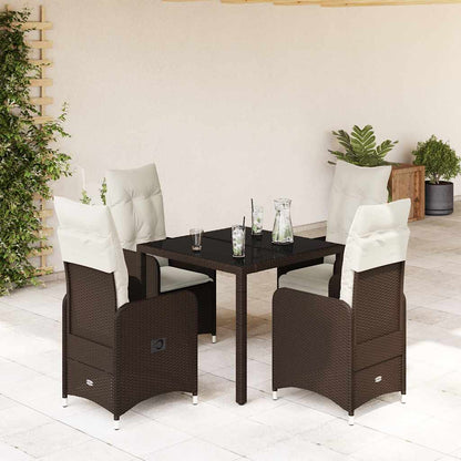 Set BistrÃƒÂ² da Giardino 5 pz con Cuscini in Polyrattan Marrone