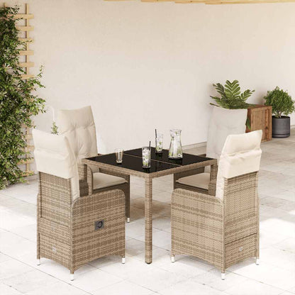 Set da BistrÃ² da Giardino 5 pz con Cuscini Beige in Polyrattan