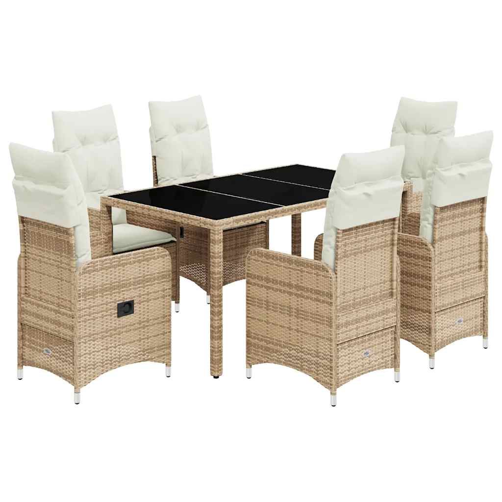 Set da BistrÃƒÆ’Ã‚Â² da Giardino 7 pz con Cuscini Beige in Polyrattan