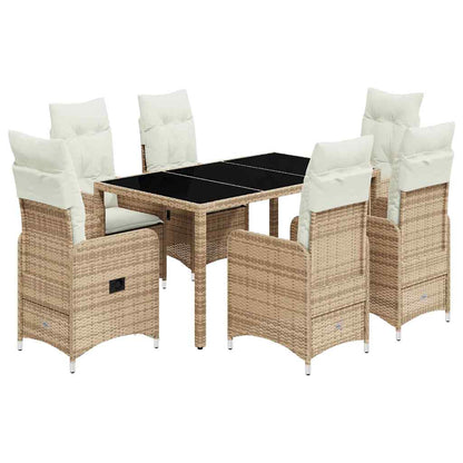 Set da BistrÃƒÆ’Ã‚Â² da Giardino 7 pz con Cuscini Beige in Polyrattan