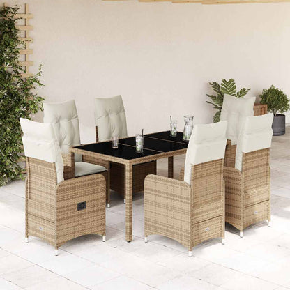 Set da BistrÃƒÆ’Ã‚Â² da Giardino 7 pz con Cuscini Beige in Polyrattan