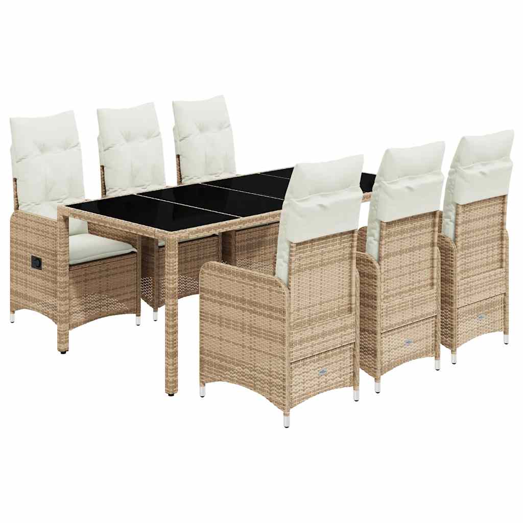 Set da BistrÃƒÆ’Ã‚Â² da Giardino 7 pz con Cuscini Beige in Polyrattan
