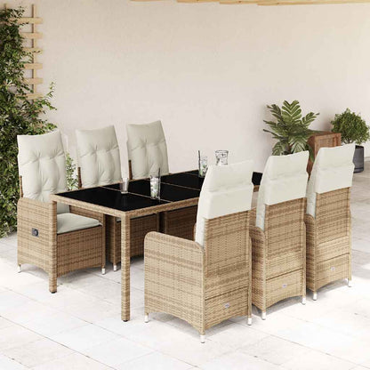 Set da BistrÃƒÆ’Ã‚Â² da Giardino 7 pz con Cuscini Beige in Polyrattan