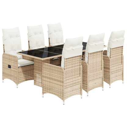 Set da BistrÃƒÆ’Ã‚Â² da Giardino 7 pz con Cuscini Beige in Polyrattan