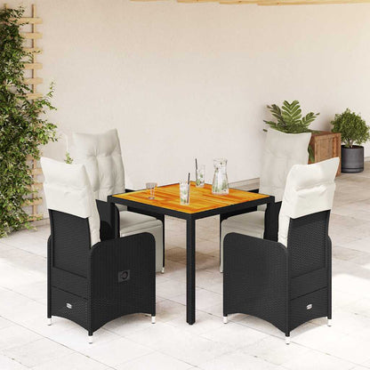Set BistrÃ² da Giardino 5 pz con Cuscini in Polyrattan Nero