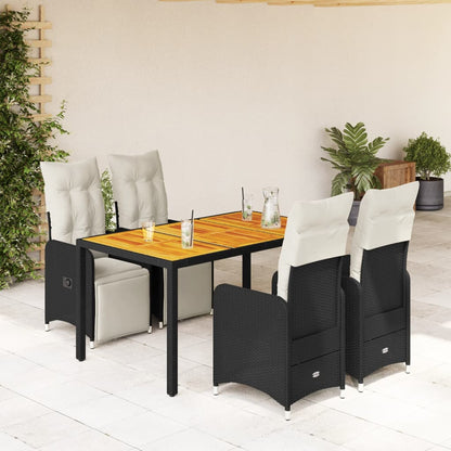 Set BistrÃ² da Giardino 5 pz con Cuscini in Polyrattan Nero