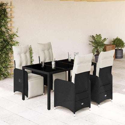 Set BistrÃ² da Giardino 5 pz con Cuscini in Polyrattan Nero