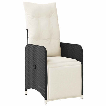 Set da BistrÃƒÂ² da Giardino 7 pz con Cuscini Nero in Polyrattan
