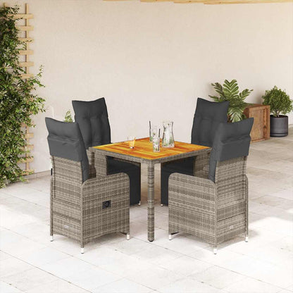 Set BistrÃƒÂ² da Giardino 5 pz con Cuscini in Polyrattan Grigio