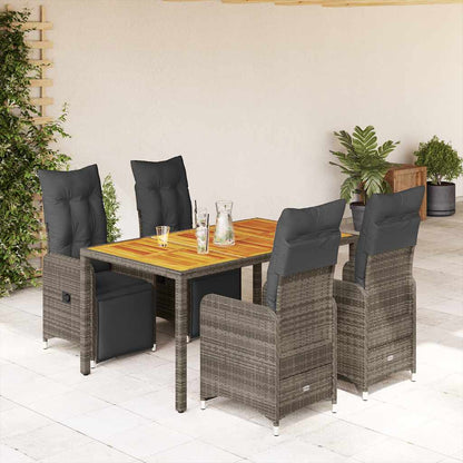 Set BistrÃƒÂ² da Giardino 5 pz con Cuscini in Polyrattan Grigio