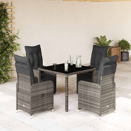 Set BistrÃƒÂ² da Giardino 5 pz con Cuscini in Polyrattan Grigio