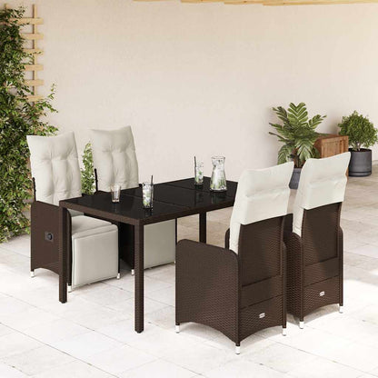 Set BistrÃƒÂ² da Giardino 5 pz con Cuscini in Polyrattan Marrone