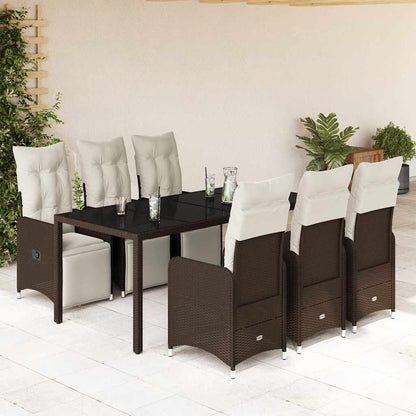 Set BistrÃƒÂ² da Giardino 7 pz con Cuscini in Polyrattan Marrone