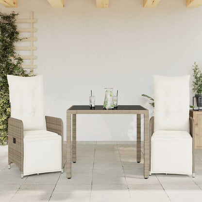 Set BistrÃƒÂ² da Giardino 3 pz con Cuscini in Polyrattan Marrone