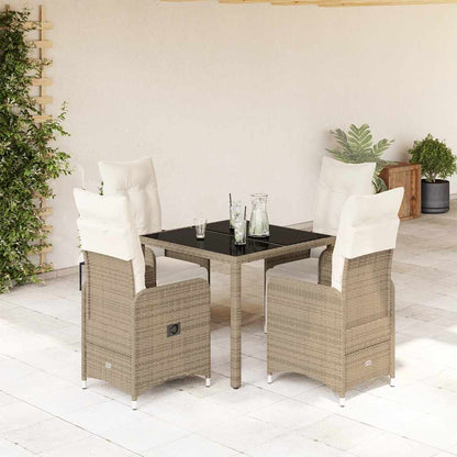 Set BistrÃƒÂ² da Giardino 5 pz con Cuscini in Polyrattan Marrone