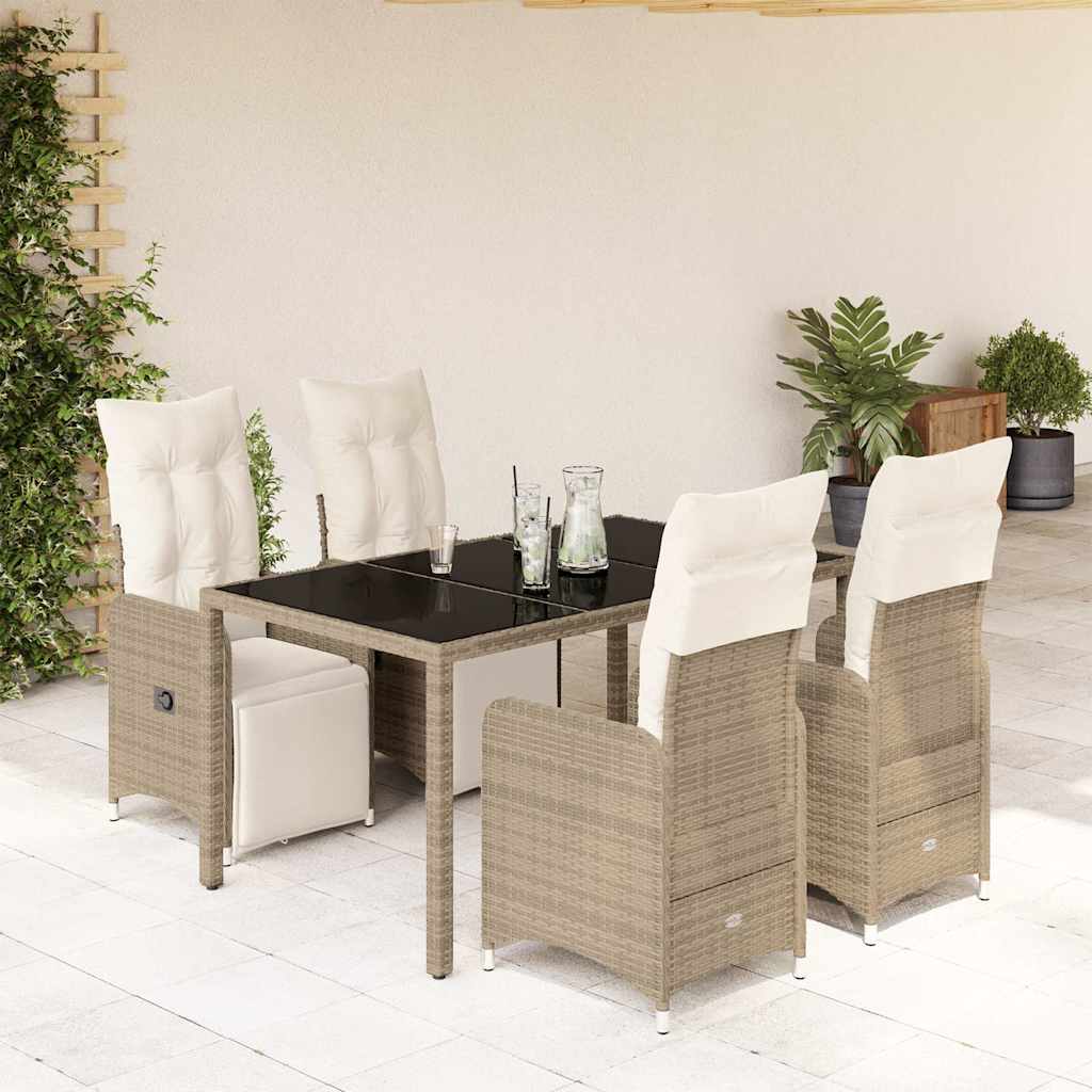 Set BistrÃƒÂ² da Giardino 5 pz con Cuscini in Polyrattan Marrone
