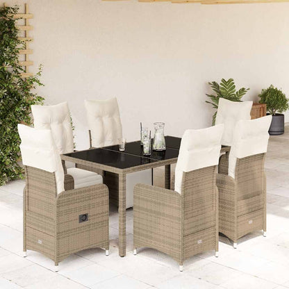Set BistrÃƒÂ² da Giardino 7 pz con Cuscini in Polyrattan Marrone