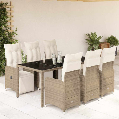 Set BistrÃƒÂ² da Giardino 7 pz con Cuscini in Polyrattan Marrone