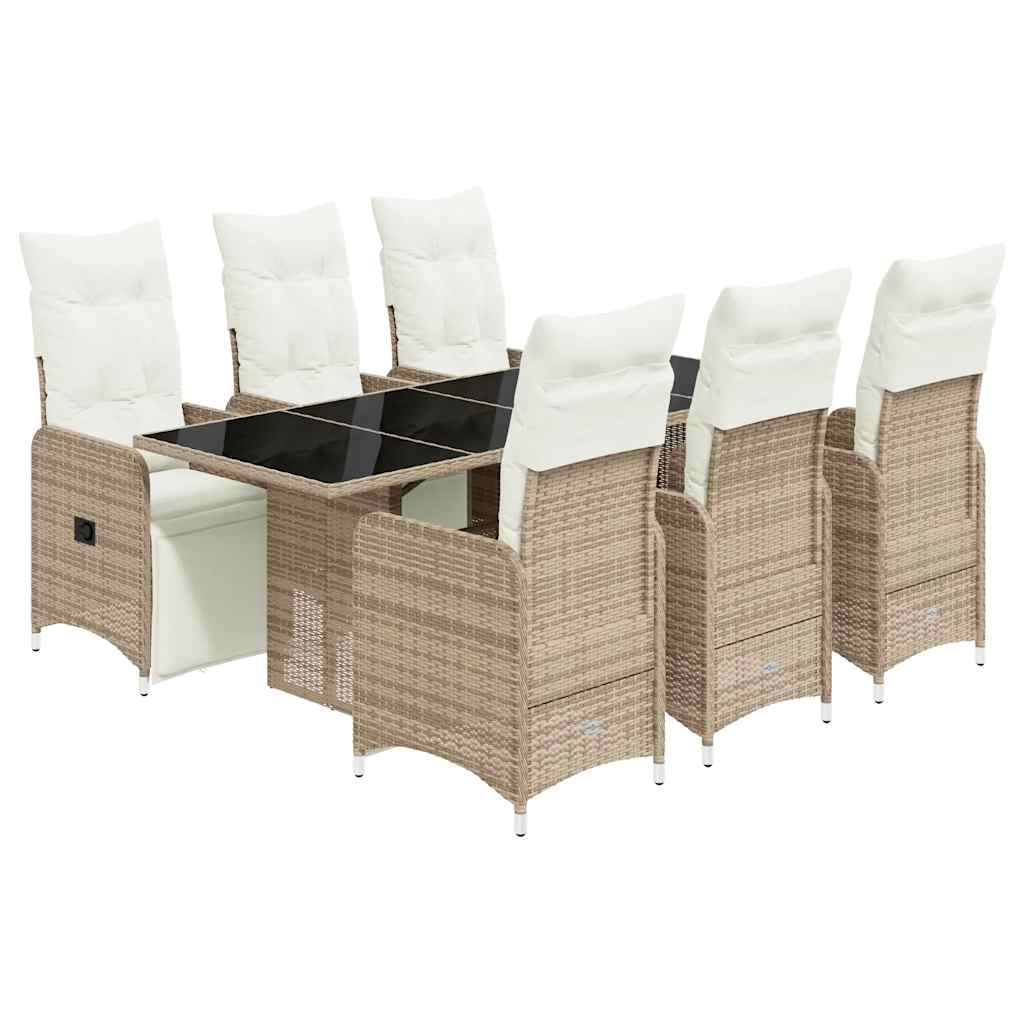 Set BistrÃƒÂ² da Giardino 7 pz con Cuscini in Polyrattan Marrone