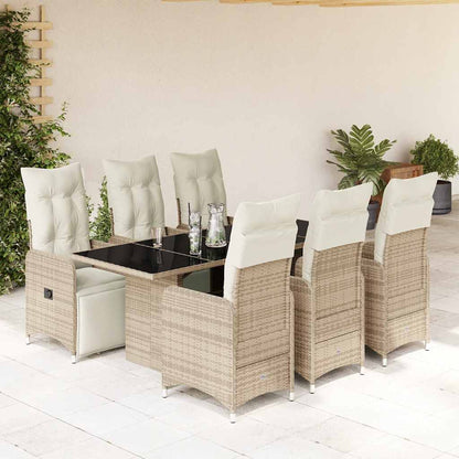 Set BistrÃƒÂ² da Giardino 7 pz con Cuscini in Polyrattan Marrone
