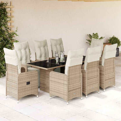 Set BistrÃƒÂ² da Giardino 9 pz con Cuscini in Polyrattan Marrone