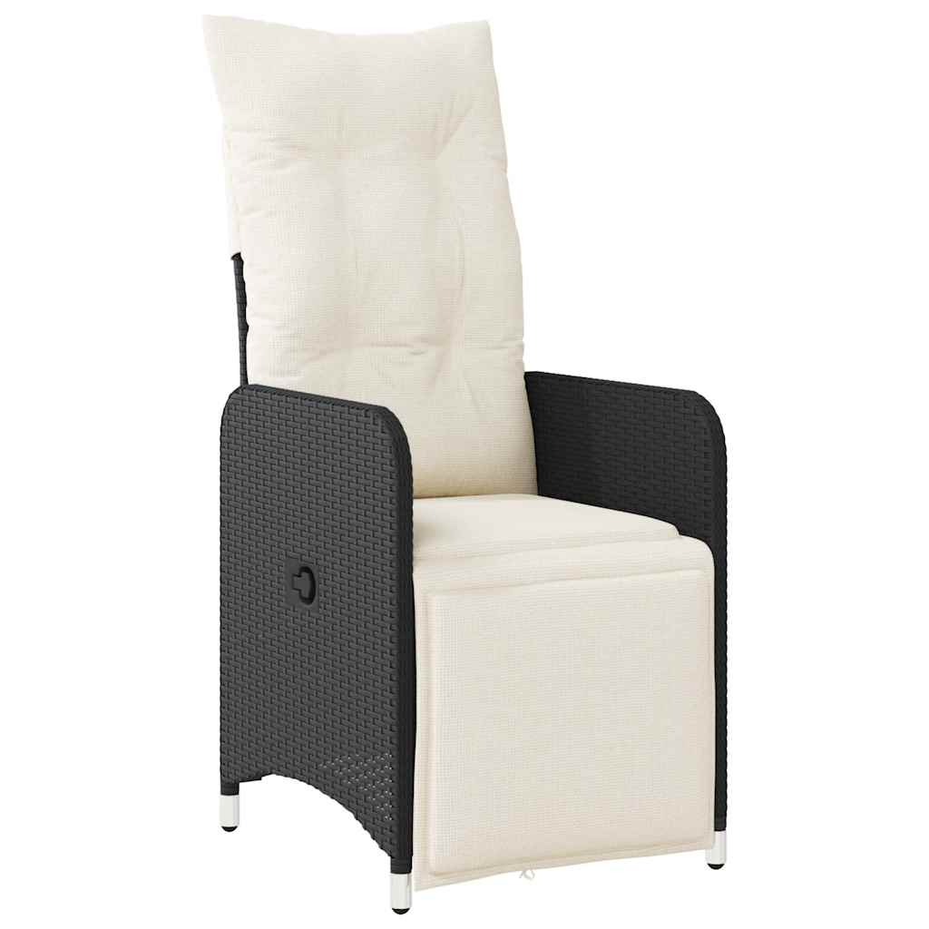 Set da BistrÃƒÂ² da Giardino 11 pz con Cuscini Nero in Polyrattan